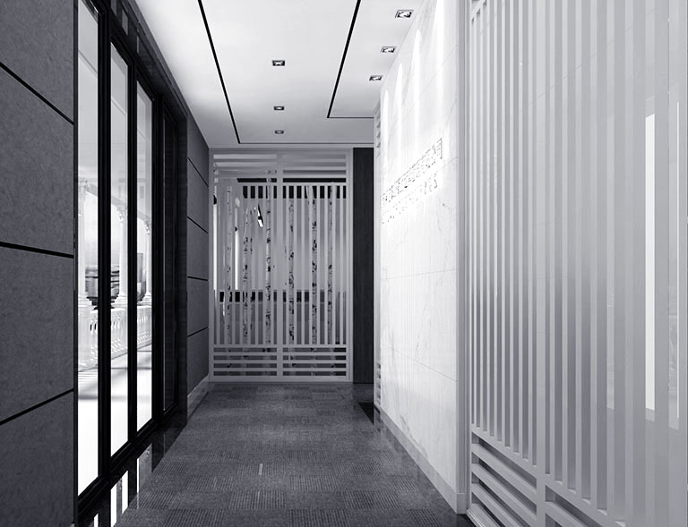 极简黑白灰办公空间(图2)