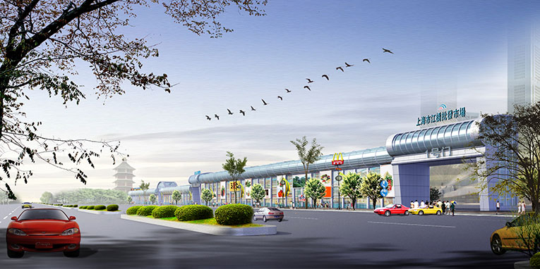 上海市江桥批发市场建筑外观改造(图2)